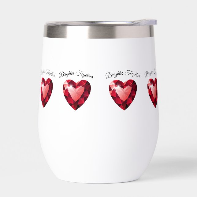 Ruby Heart Love Thermal mug Valentine Gift  (Left)