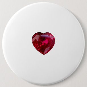 Ruby Heart Red Gemstone Button