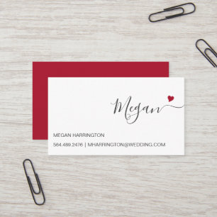 Ruby Heart Simple Elegant Typography Custom Business Card
