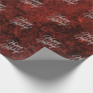 Ruby Holiday Glitter Happy Red Garnet Crimson Wrapping Paper