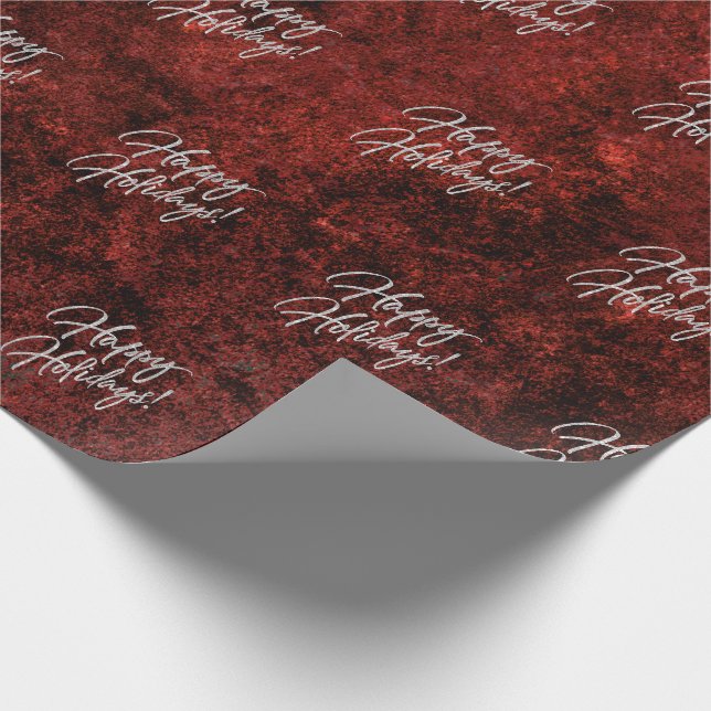 Ruby Holiday | Glitter Happy Red Garnet Crimson Wrapping Paper (Corner)