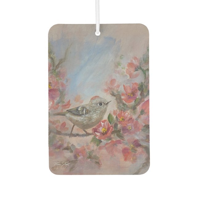 Ruby Kinglet Bird Car Air Freshener (Front)