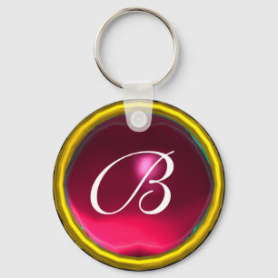 RUBY MONOGRAM ,red pink  yellow Key Ring