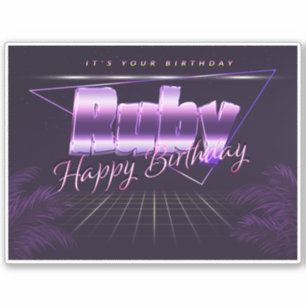 Ruby Name Vorname lila retro Sticker Geburtstag
