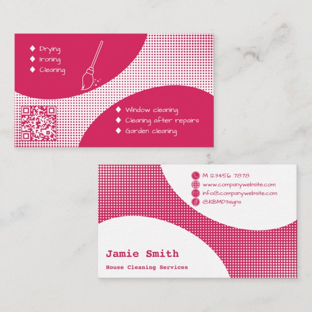 Ruby Pink Classy Cleaning Service Business Card (Front/Back)