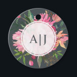 Ruby Pink Peony Floral Botanical Wedding Favour Tags<br><div class="desc">Ruby pink peony floral botanical design with painted watercolor flowers in peach and pink and lush green foliage against an off-black background. Simply add your elegant monogram initials. Perfect for adding a chic personal touch to your wedding favours. If you need any help or matching products, please contact us through...</div>