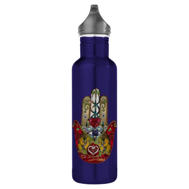 Ruby Pomegranate Heart Red Bird Hamsa 710 Ml Water Bottle (Right)