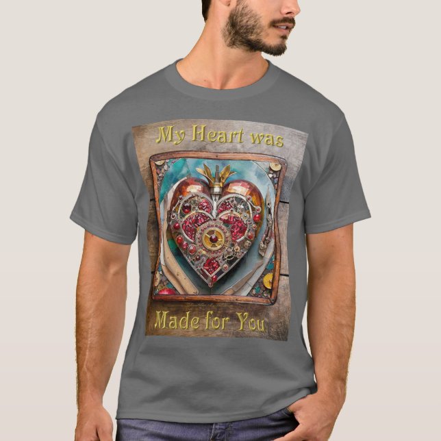 Ruby Pomegranate Heart Steampunk Series T-Shirt (Front)