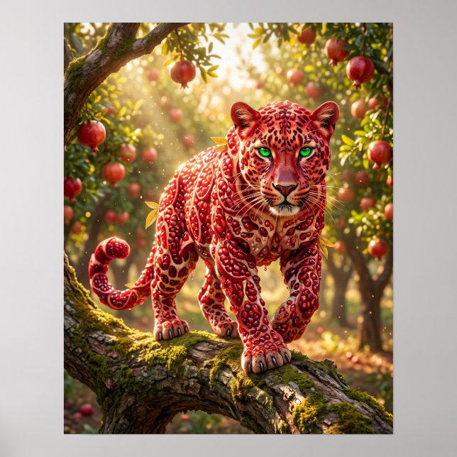 Ruby Pomegranate Leopard  Poster (Front)