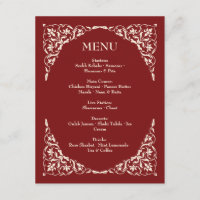 Ruby Radiance Deep Red and Cream Wedding Menu 