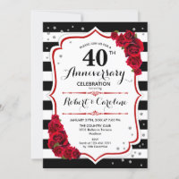 Ruby Red 40th Anniversary - Black White Stripes