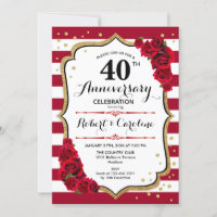 Ruby Red 40th Anniversary - Gold White Red