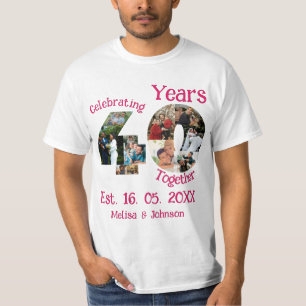Ruby Red 40th Wedding Anniversary 11 Photo Collage T-Shirt