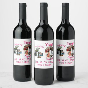 Ruby Red 40th Wedding Anniversary 11 Photo Collage Wine Label