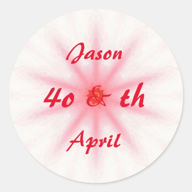 Ruby Red 40th Wedding Anniversary Stickers (Front)