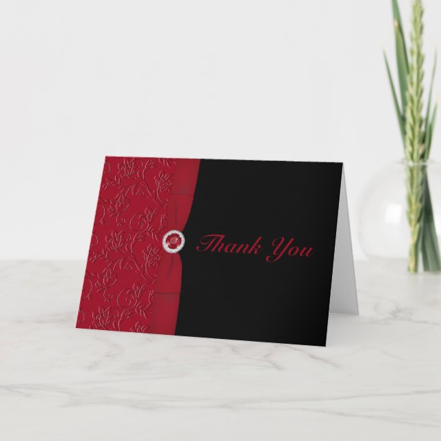 Ruby Red  and Black Thank You Card (Front)