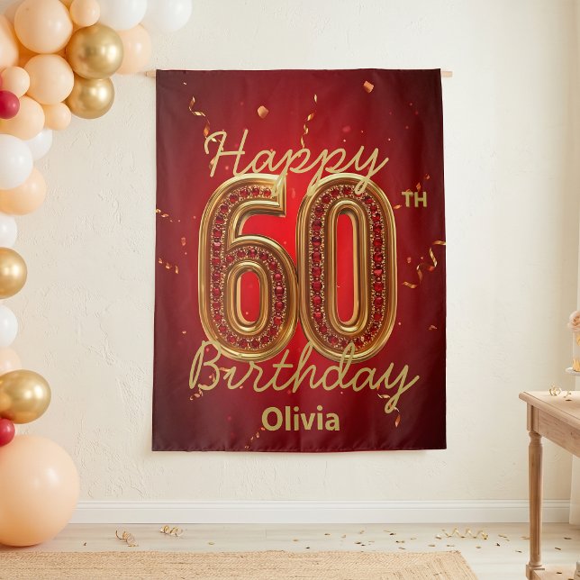 Ruby Red and Gold Jewelled 60th Birthday Tapestry (Creator Uploaded)