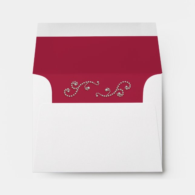 Ruby Red and Pearls RSVP Envelope (Back (Bottom))