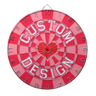 Ruby Red and Pink Color, Red Heart with White Text Dartboard