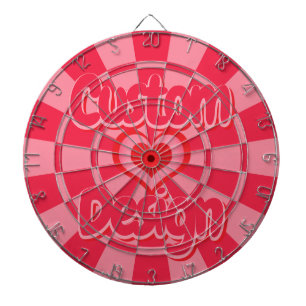 Ruby Red and Pink Heart Design Custom Text Dartboard