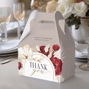 Ruby red and white floral wedding thank you favour box