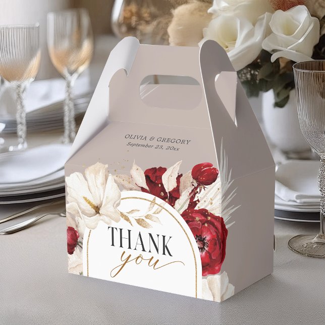 Ruby red and white floral wedding thank you favour box (Creator Uploaded)