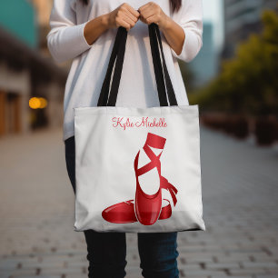 Ruby Red Ballet Slippers w Name Dance Tote Bag