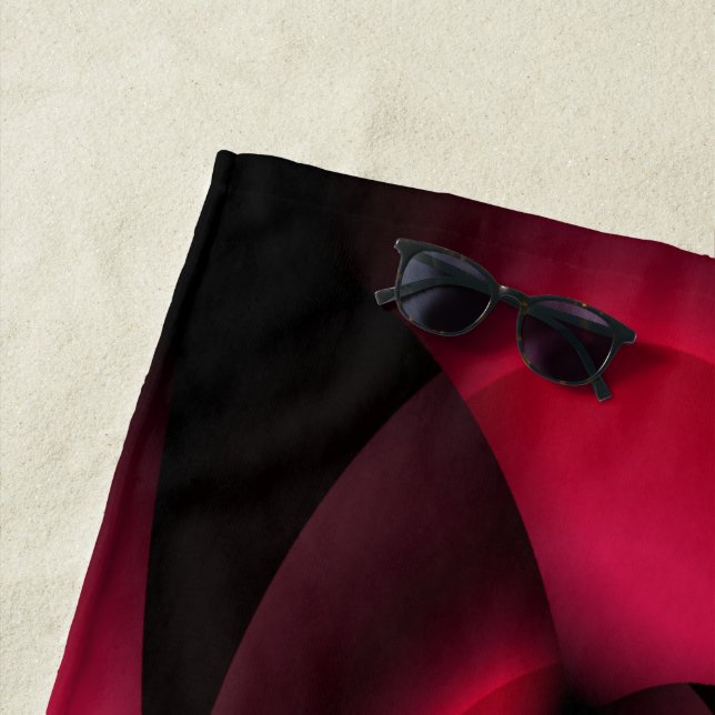 Ruby Red Black Petal Beach Towel (In Situ)