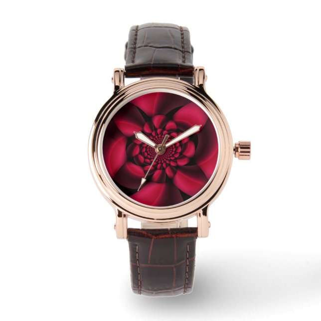 Ruby Red Black Petal Watch (Front)