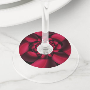 Ruby Red Black Petal Wine Glass Tag