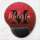 Ruby Red Black White Glitter Ombre Monogram Name