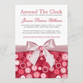 Ruby Red Bridal Shower Theme Around The Clock Invitation