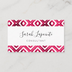 Ruby Red Chic & Elegant Ikat Pattern Business Card
