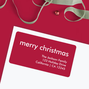 Ruby Red Christmas   Burgundy Minimalist Address Label