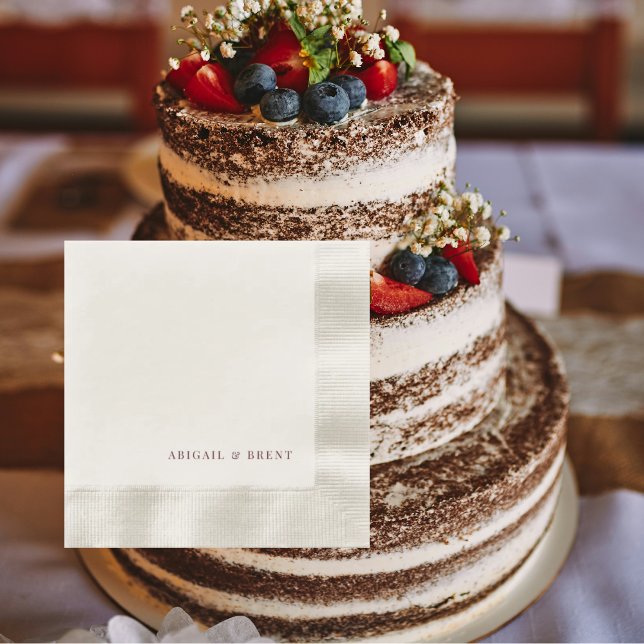 Ruby Red Cream Personalised Coined Wedding Napkin (Creator Uploaded)