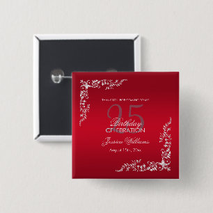 Ruby Red Decoration 25th Birthday 15 Cm Square Badge