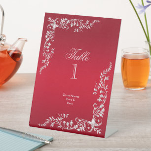 Ruby Red Decoration Birthday Table Number  Pedestal Sign