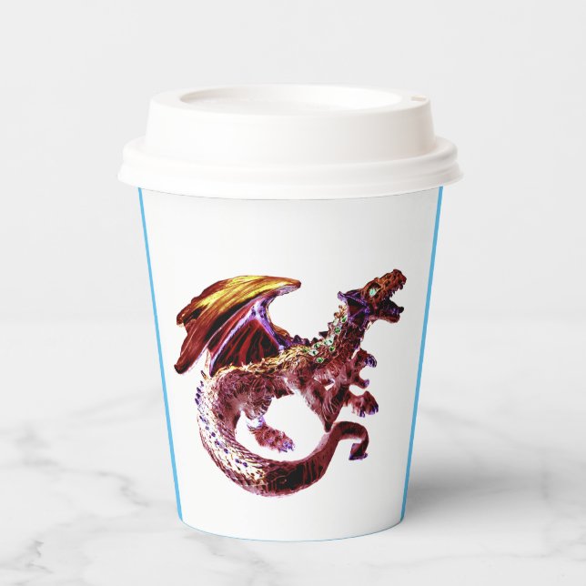 Ruby Red Dragon Fantasy Creature Party Table  Paper Cups (Front)