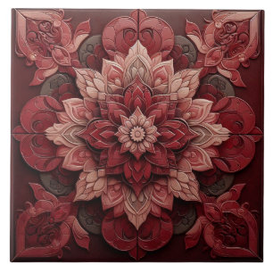 Ruby Red Elegance 3D Effect Designer Tile