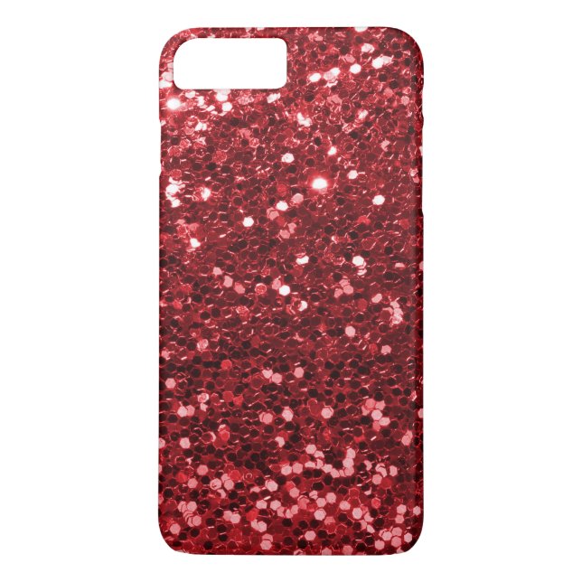Ruby Red Faux Glitter Sparkle Print Case-Mate iPhone Case (Back)