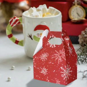 Ruby Red Festive Christmas White Snowflakes  Favour Box