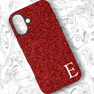 Ruby Red Girly Printed Glitter Stylish and Cute iPhone 16 Plus Case
