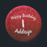 Ruby Red Glitter Metallic Ombre Birthday Sparkles Paper Plate<br><div class="desc">Celebrate any event in style with this totally sparkly faux glitter bling paper plate. Easily customisable for any birthday age. Change the number to a monogram initial for use at bat mitzvahs,  graduation parties,  or other celebratory events.</div>