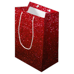 Ruby Red Glitter Ombre Sparkles Glam Bat Mitzvah Medium Gift Bag