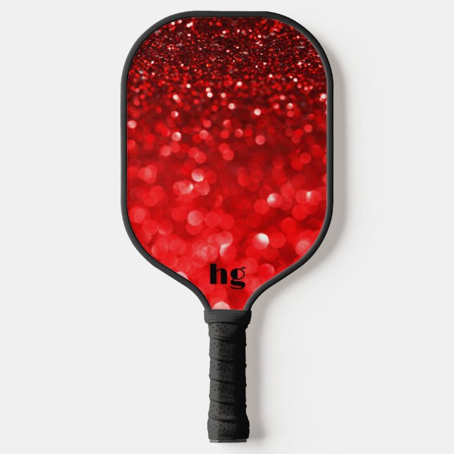 Ruby-red glitter texture image pickleball paddle (Front)