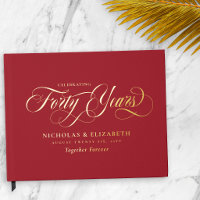 Ruby Red Gold Foil 40th Wedding Anniversary