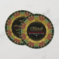 Ruby Red Green Gold Glitter Bridal Shower