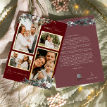 Ruby Red Greenery Vintage Four Photo Collage<br><div class="desc">Welcome to our enchanting Ruby Red Greenery Vintage Four Photo Collage Foil Holiday Card design, where vintage charm meets modern elegance. This design features intricate watercolor greenery and subtly elegant calligraphy with simple typography, capturing the essence of traditional cosiness and rustic cottage core. With a touch of retro flair and...</div>