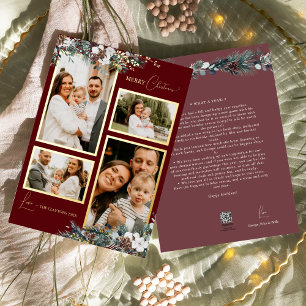 Ruby Red Greenery Vintage Four Photo Collage