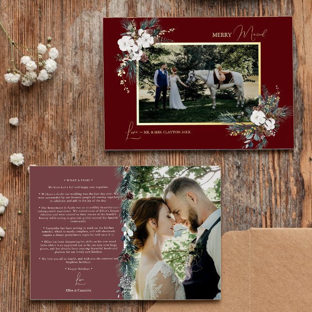 Ruby Red Greenery Vintage Merry Married Photo (Creator Uploaded)